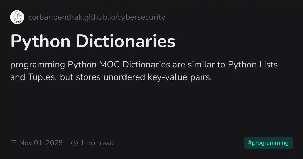 Python Dictionaries