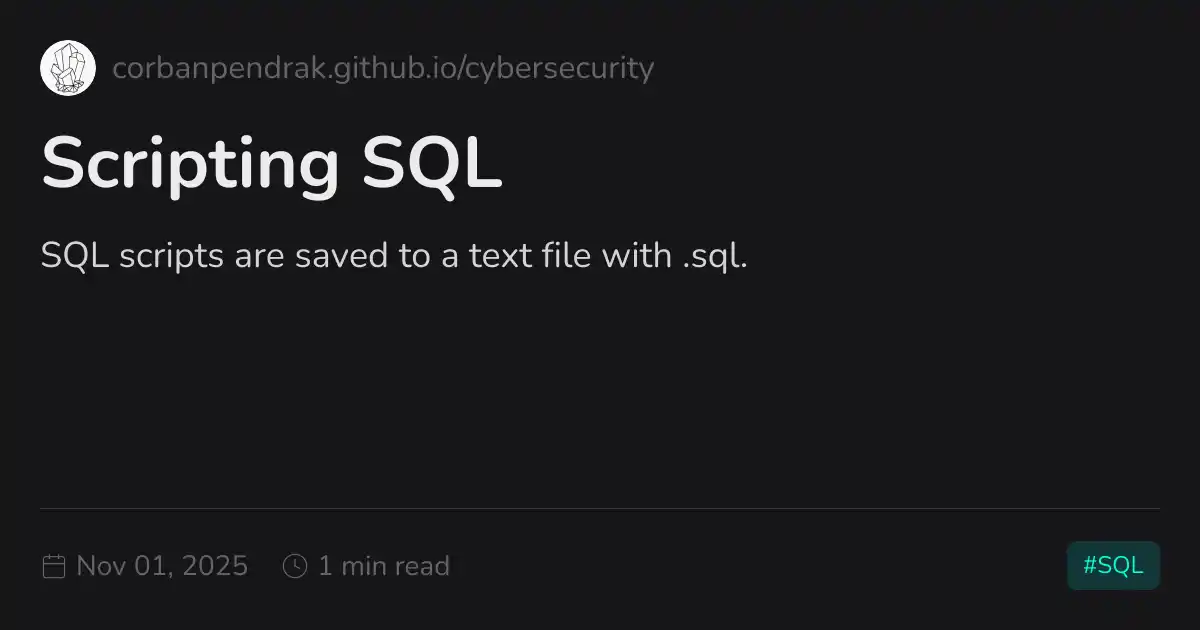 Scripting SQL